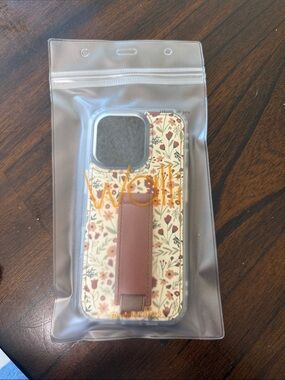 WALLI- Floral Pattern Phone Case with Rose Brown Strap - iPhone 16 Pro